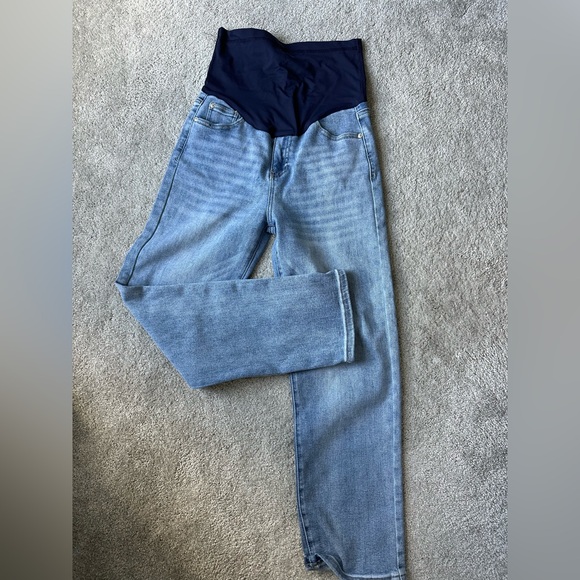 Pink Blush Maternity Jeans Straight Fit Over Bump Panel SUPER CUTE! - Picture 7 of 7